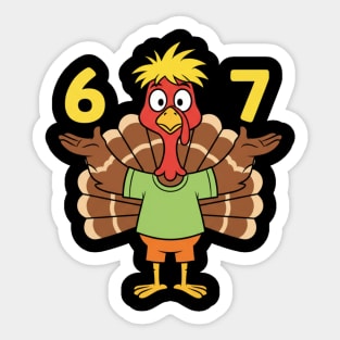 Thanksgiving Turkey 67 – Funny Number Meme Sticker
